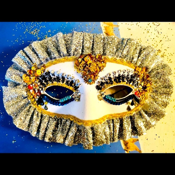 eye mask Mardi Gras Glittering Costume carnival maquetade Artisan embellished OS - Picture 6 of 15